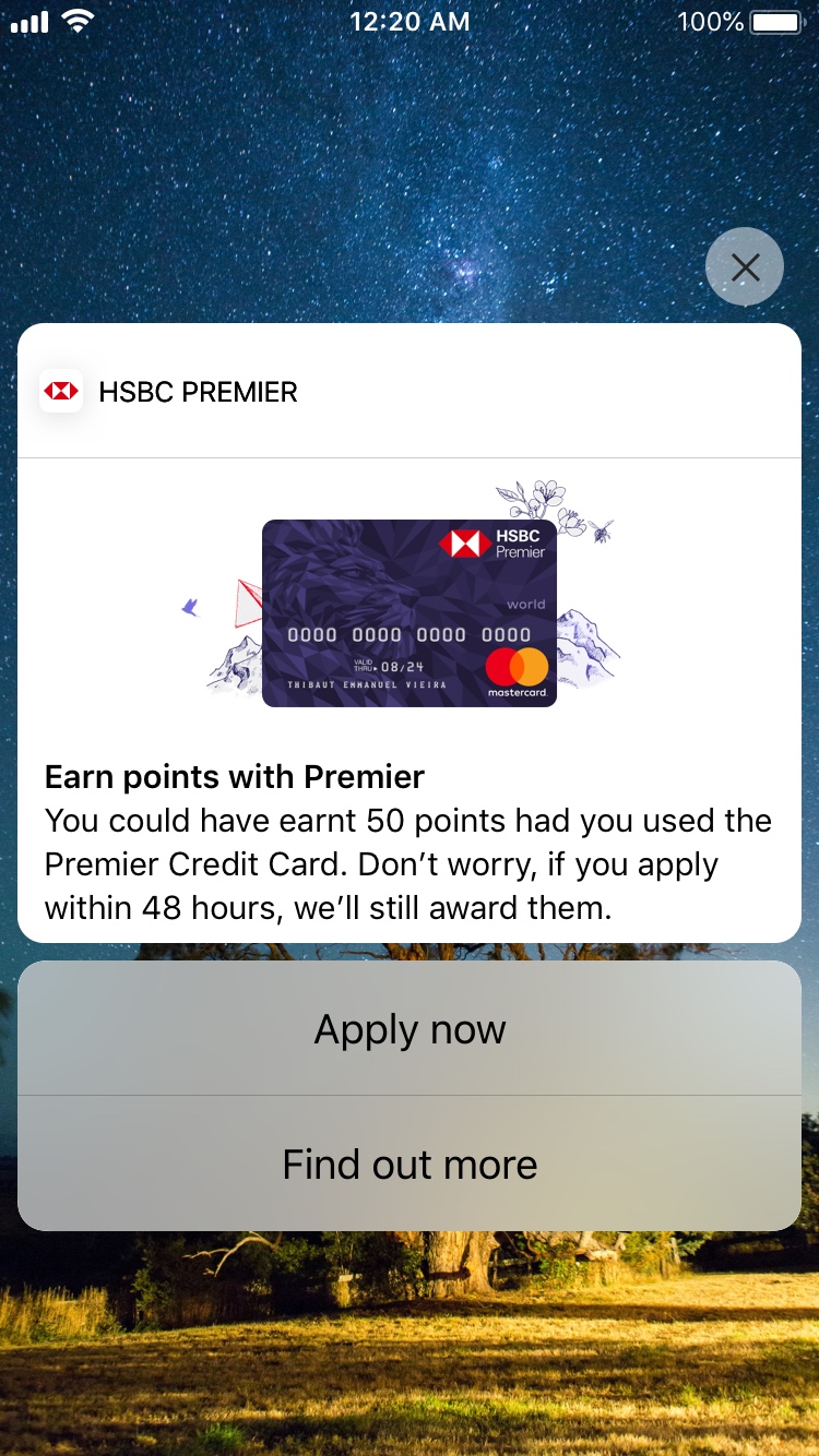 Earn points with Premier notification