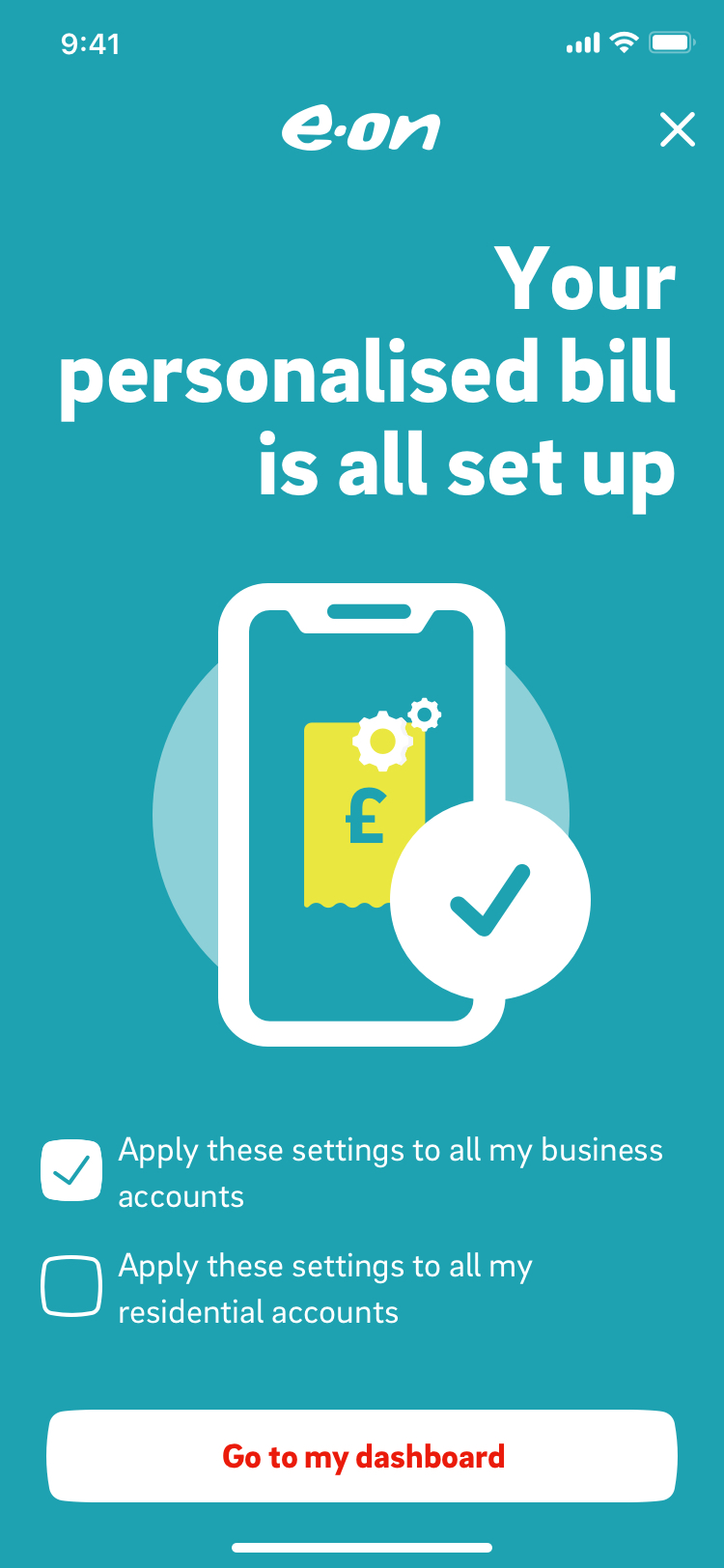 Your personalised bill is all set up