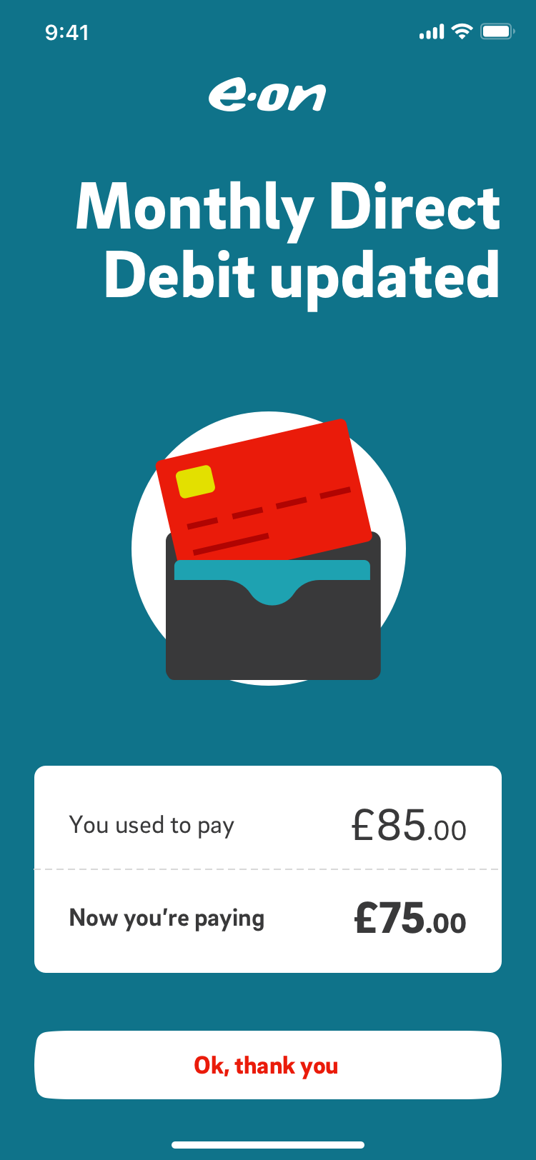 Confirmation: monthly Direct Debit updated