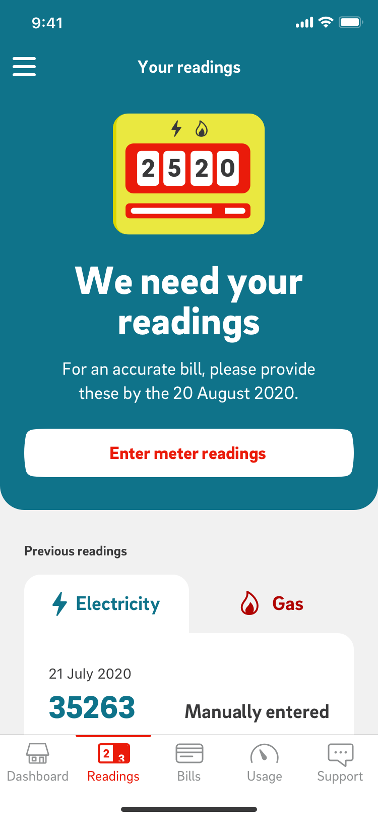 We need your readings: enter meter readings