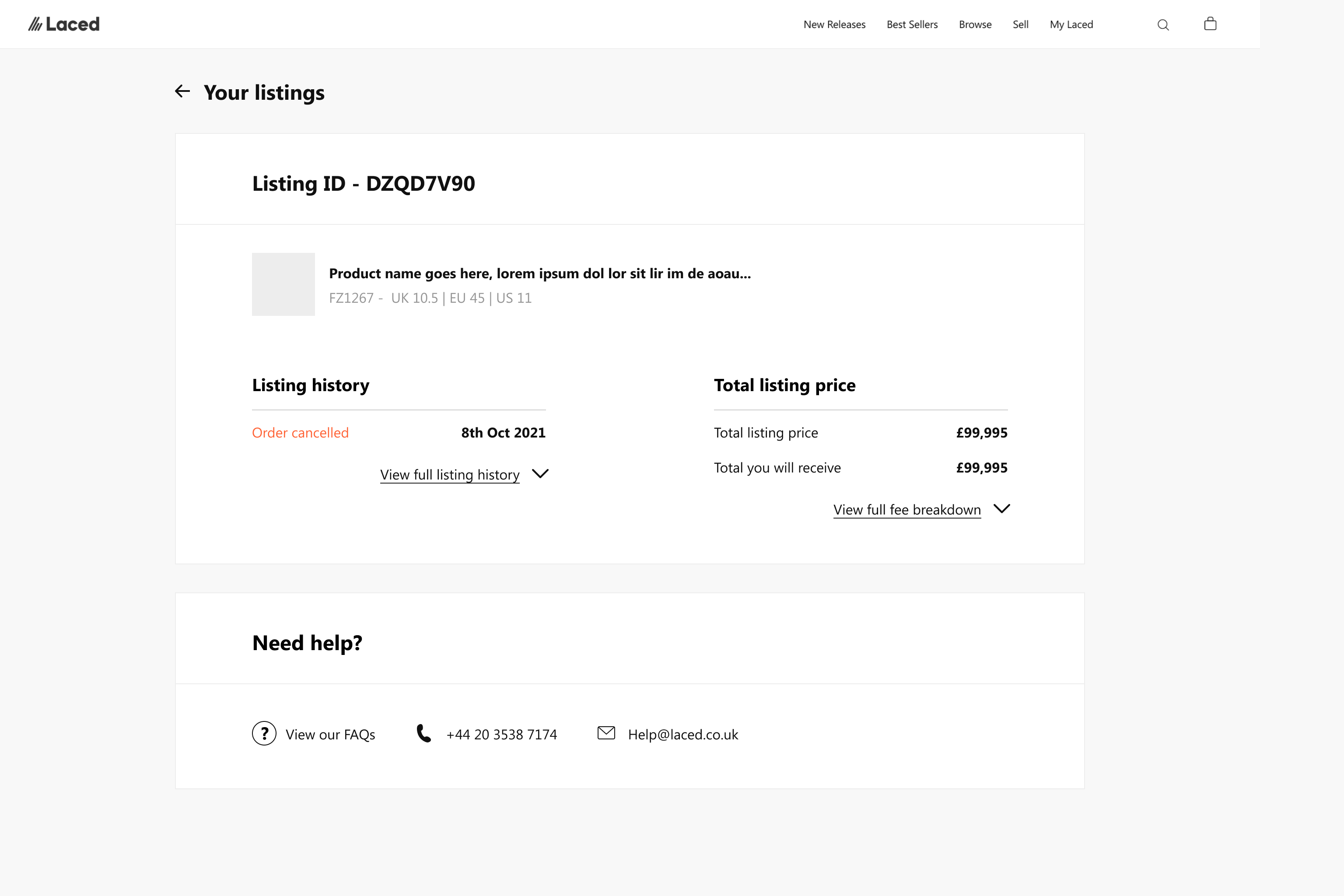 Cancelled listing