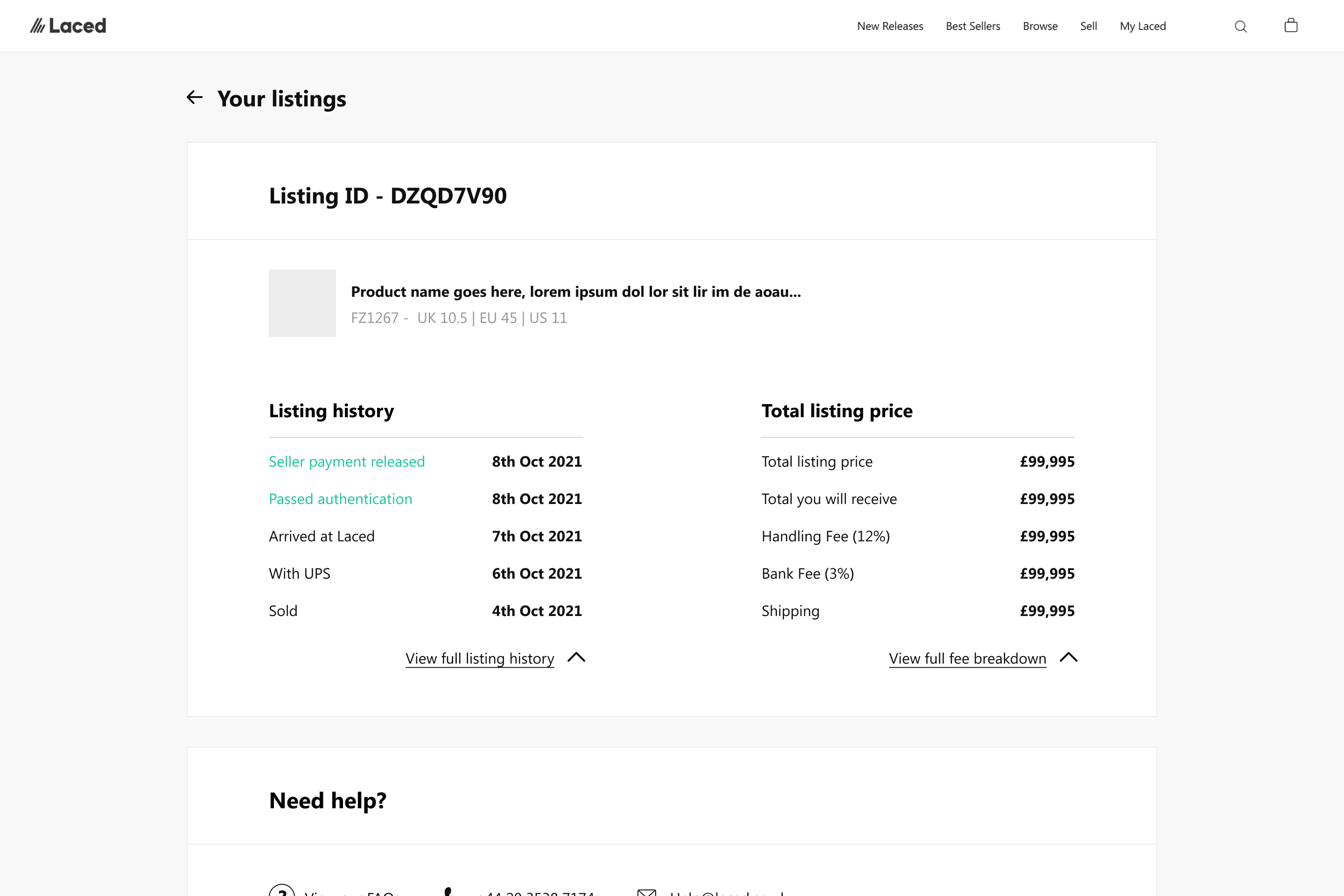 Listing history